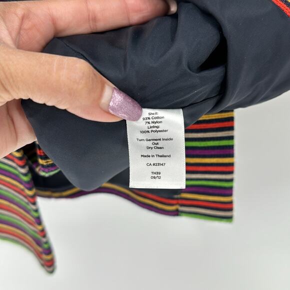 Talbots Cotton Blend Striped Blazer Multicolor Lined pop of color artsy 4P - Picture 9 of 10